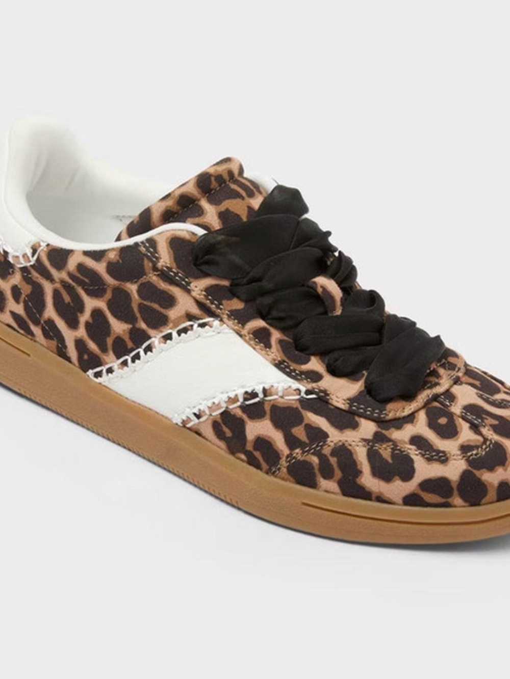 Universal Thread Leopard Print Satin Ribbon Sneakers - Brown/Black